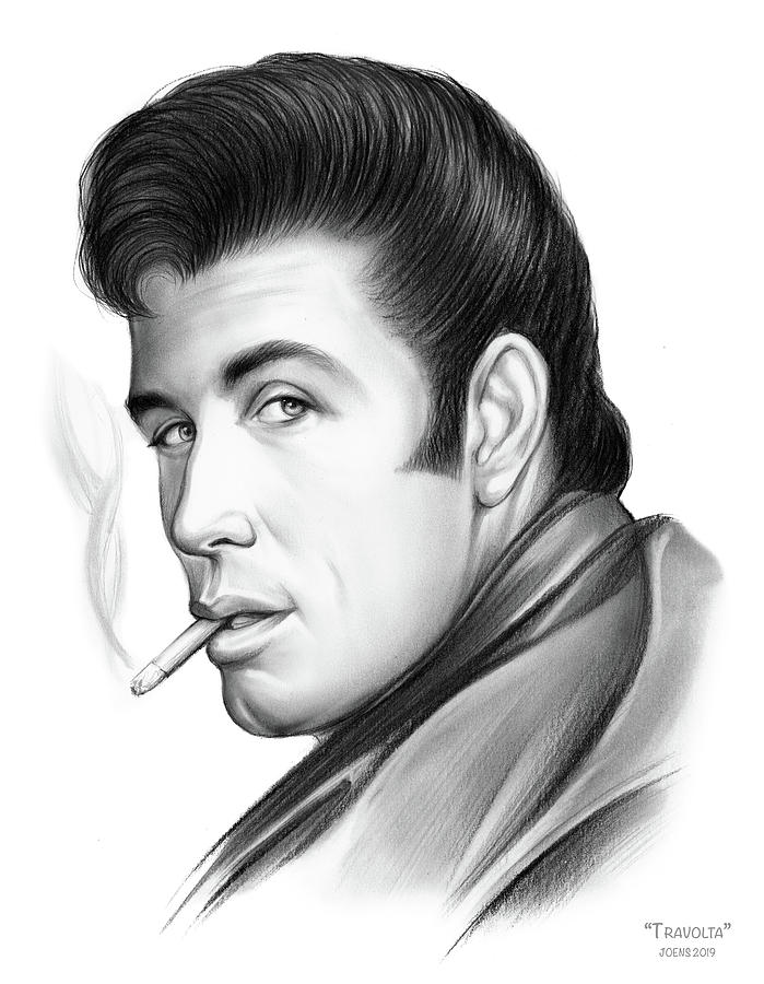 John Travolta Drawing - Travolta #1 by Greg Joens