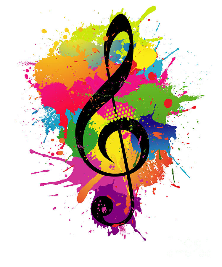 Treble Clef Colorful Paint Splatters Music  Theory Digital 