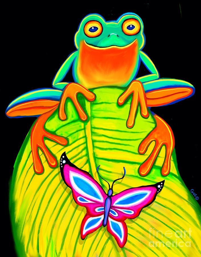 Tree Frog and Butterfly #2 Digital Art by Nick Gustafson