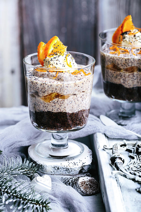 Trifle With Chocolate And Candied Tangerines #1 Photograph by Ananda Swarupini