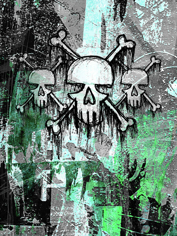 Skull Mixed Media - Triple Skulls #1 by Roseanne Jones