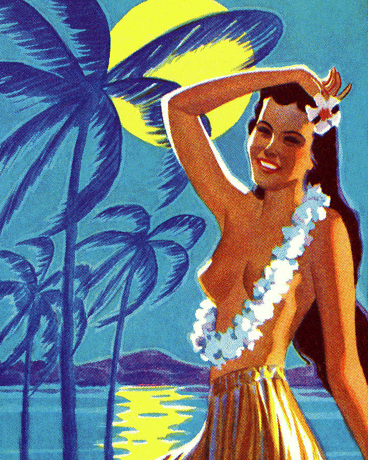 Vintage Drawing - Tropical Woman #1 by CSA Images