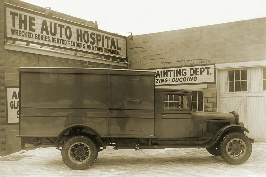 Truck at The Auto Hospital #1 Painting by Unknown
