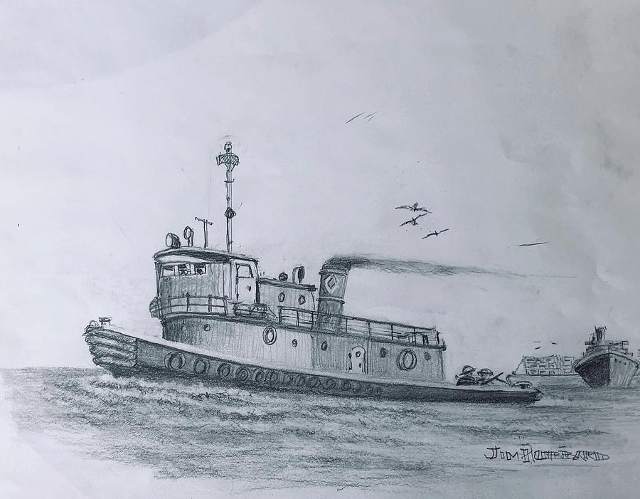 Tug boat Drawing by Jim Hubbard - Fine Art America