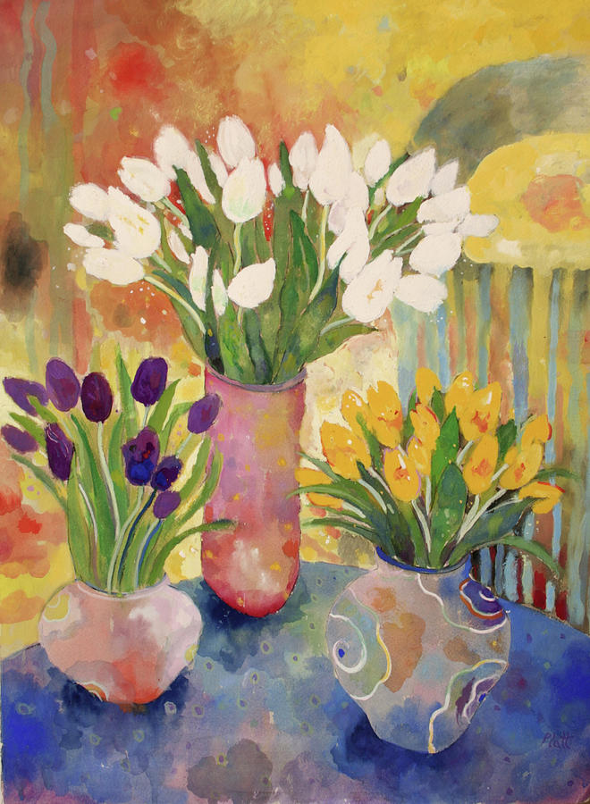 Yellow Painting - Tulips #1 by Lorraine Platt