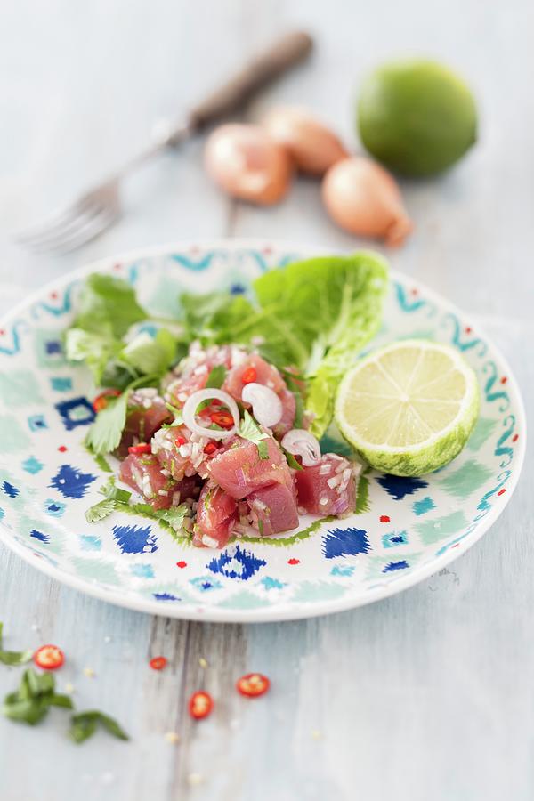 Tuna Fish Ceviche With Chilli Peppers #1 Photograph by Jan Wischnewski