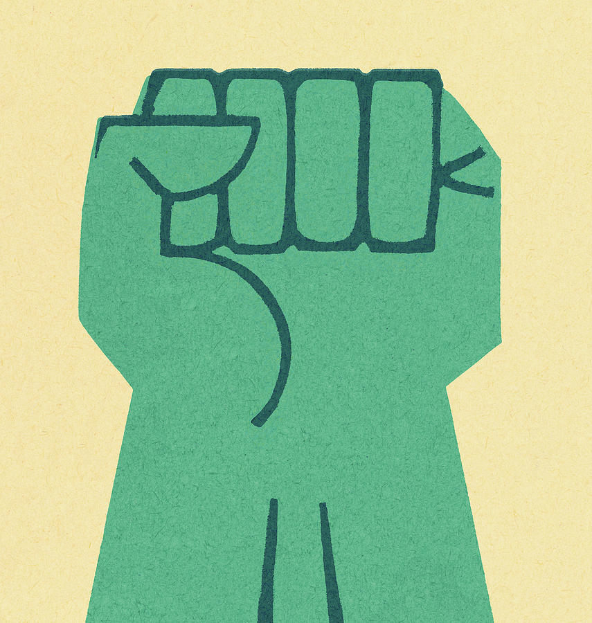 Vintage Drawing - Turqouise Fist Raised #1 by CSA Images