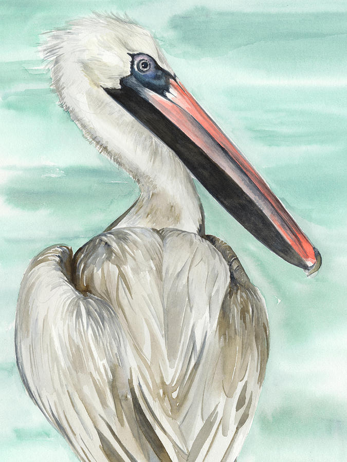 Turquoise Pelican I #1 Painting by Jennifer Paxton Parker