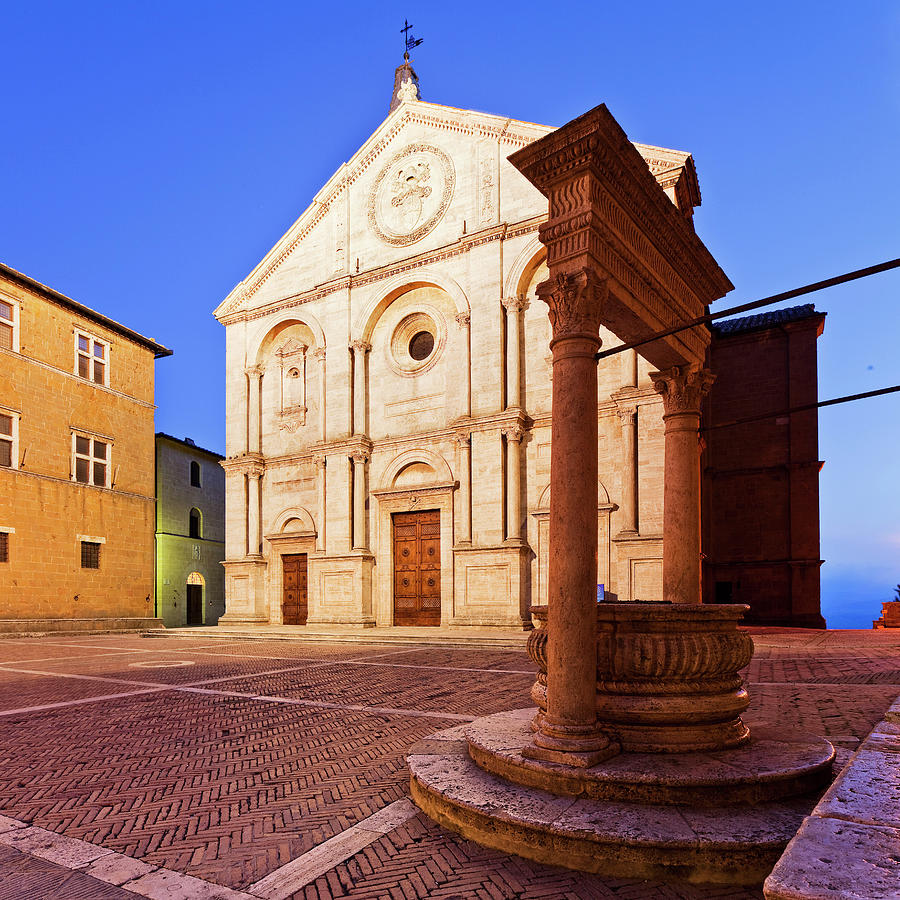 Architecture Digital Art - Tuscany, Pienza, Duomo, Italy #1 by Luigi Vaccarella