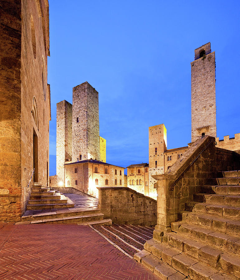 Architecture Digital Art - Tuscany, San Gimignano, Italy #1 by Luigi Vaccarella