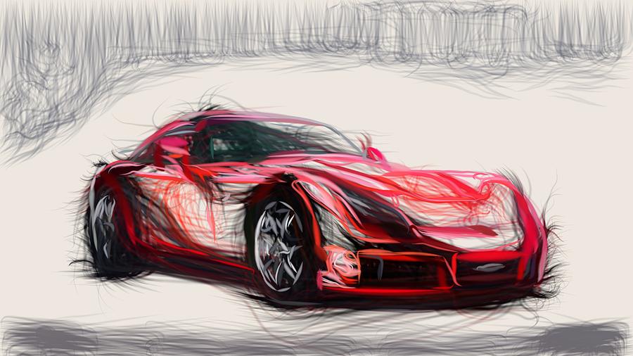 TVR Sagaris Draw #1 Digital Art by CarsToon Concept