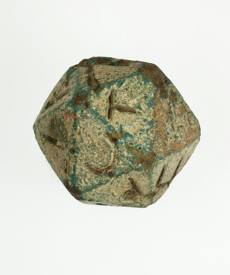Twenty-sided Die Icosahedron With Greek #1 Photograph by Science Source