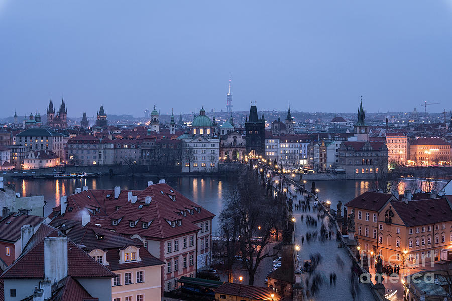 twilight over Prague #1 Photograph by Didier Marti