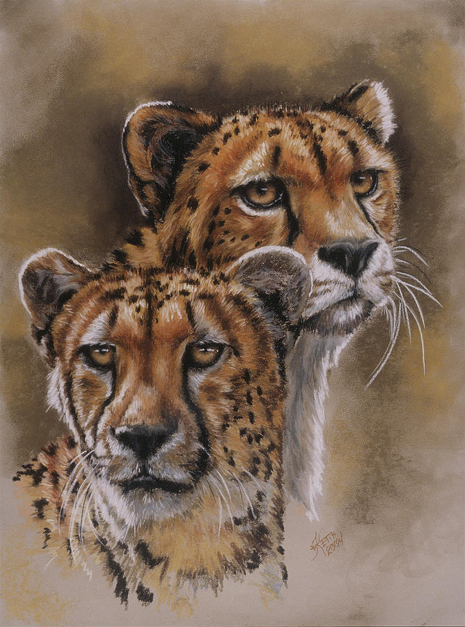 Cheetah Painting - Twins #1 by Barbara Keith