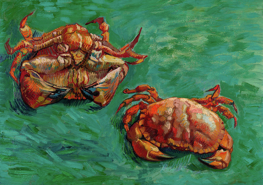 Vintage Painting - Two Crabs #1 by Mountain Dreams