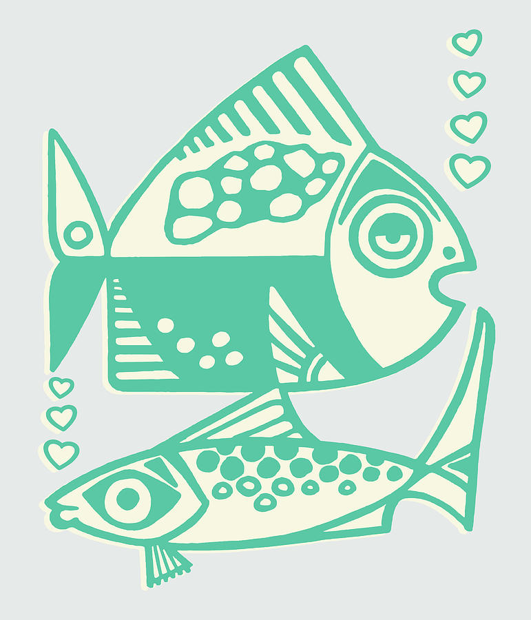 Fish Drawing - Two Fish #1 by CSA Images