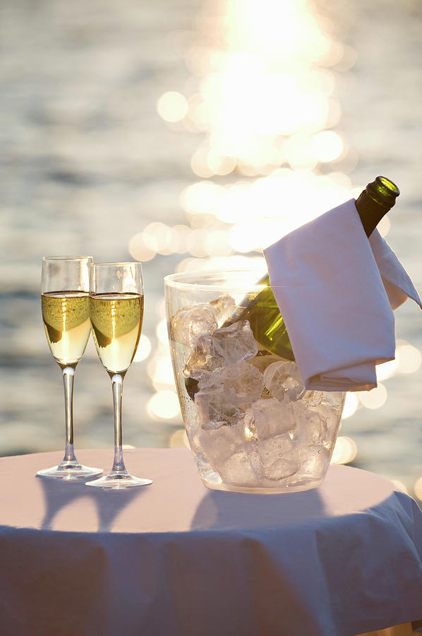 Two Glasses Of Champagne At Sunset Photograph by Bill Holden - Fine Art ...