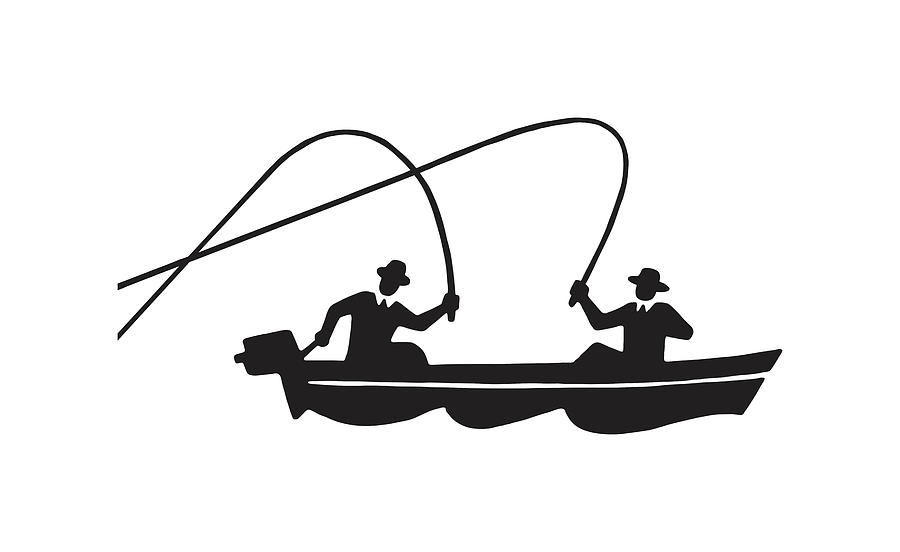 Two People Fishing in a Boat #1 by CSA Images