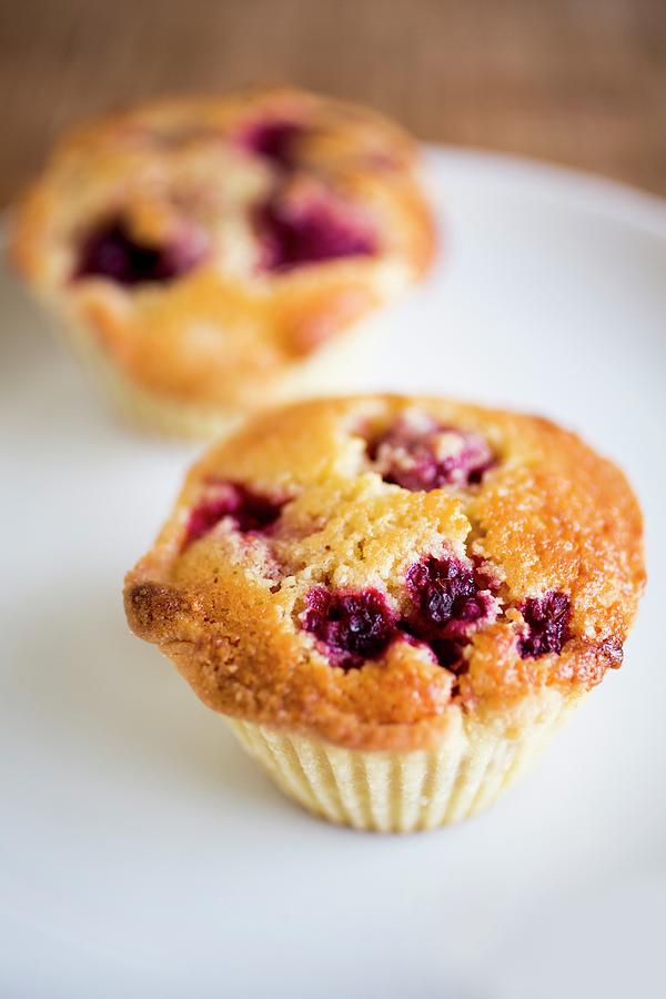 Two Raspberry Muffins #1 Photograph by Claudia Timmann