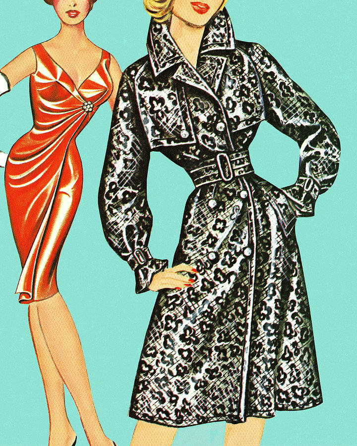 Vintage Drawing - Two Stylish Women #1 by CSA Images