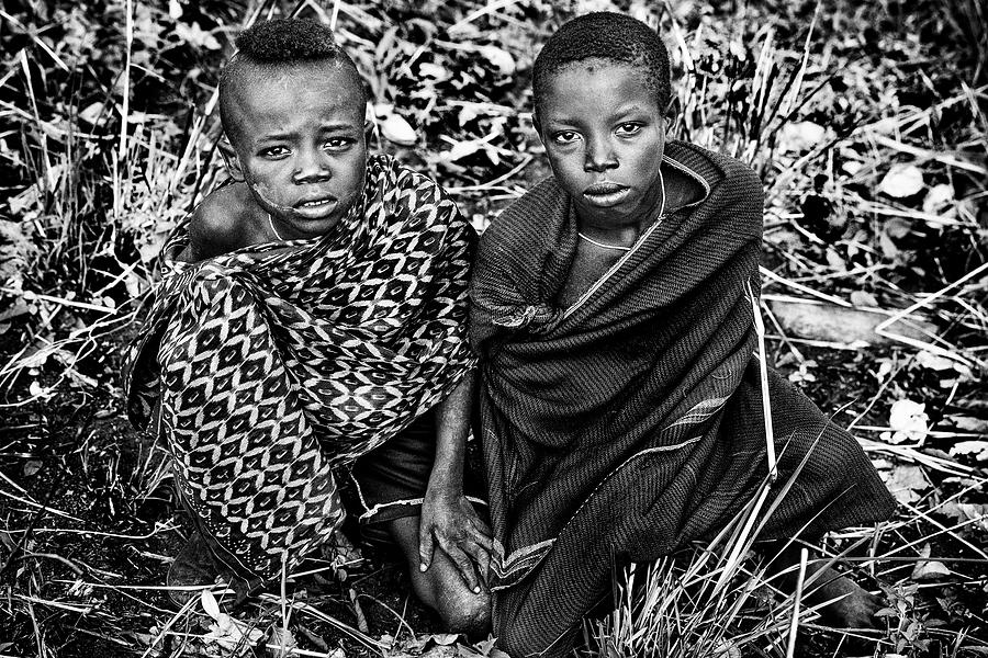 Two Surma Tribe Boys - Ethiopia #1 Photograph by Joxe Inazio Kuesta Garmendia