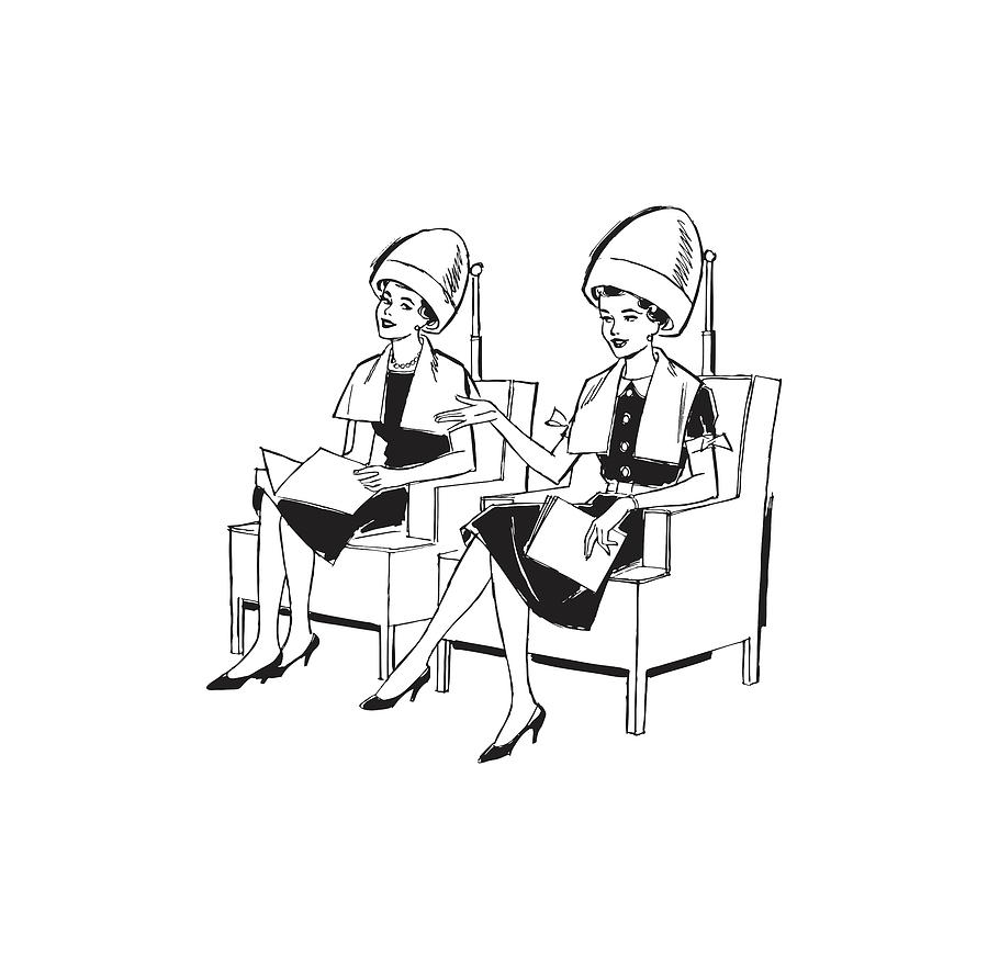 two-women-talking-while-under-hairdryers-at-a-salon-drawing-by-csa-images