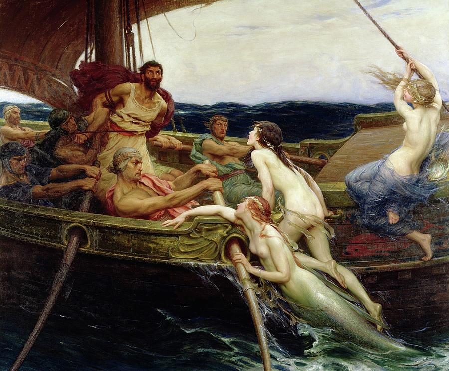 Mermaid Painting - Ulysses And The Sirens by Herbert James Draper