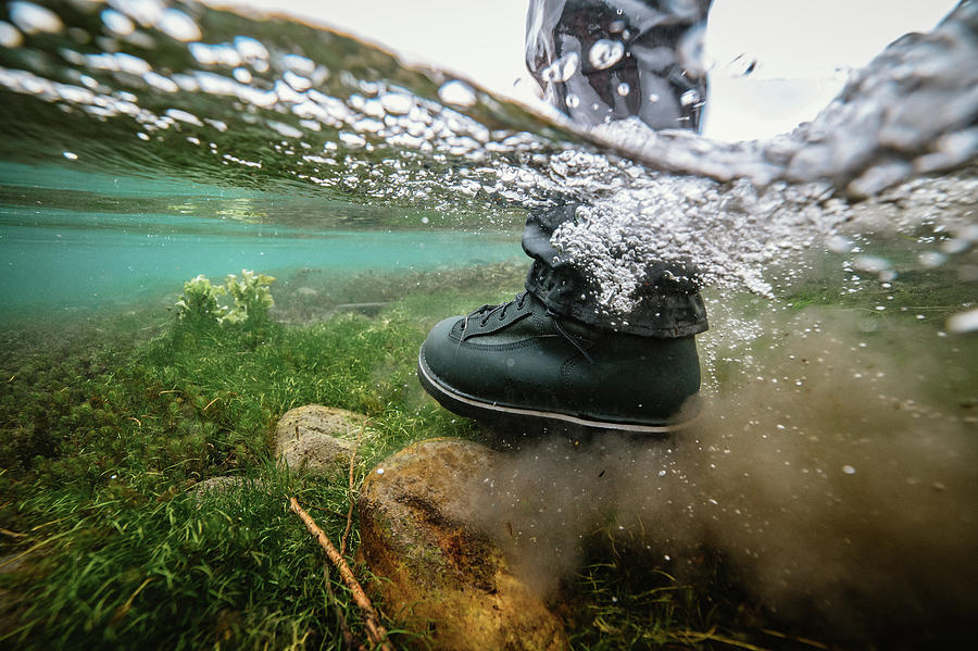 Underwater Photo Of A Fly Fisherman’s Wading Boot On Rocks Photograph ...