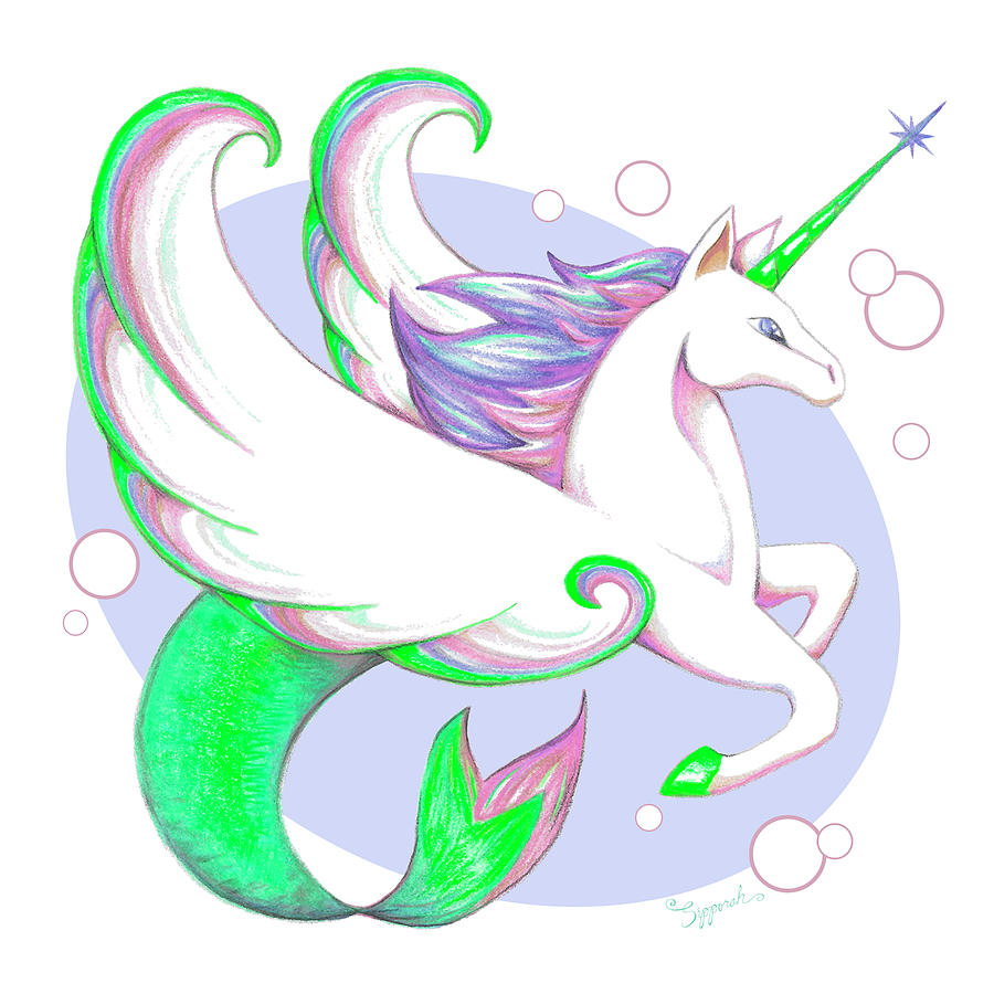 Unicorn of the Sea II Drawing by Sipporah Art and Illustration