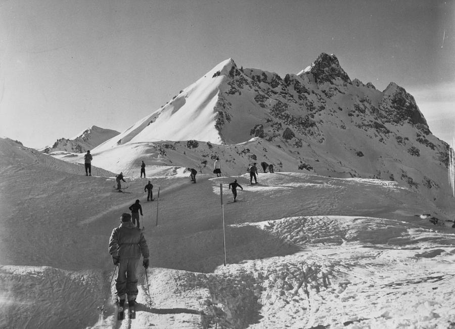 Uphill Skiers #1 Photograph by Bert Hardy