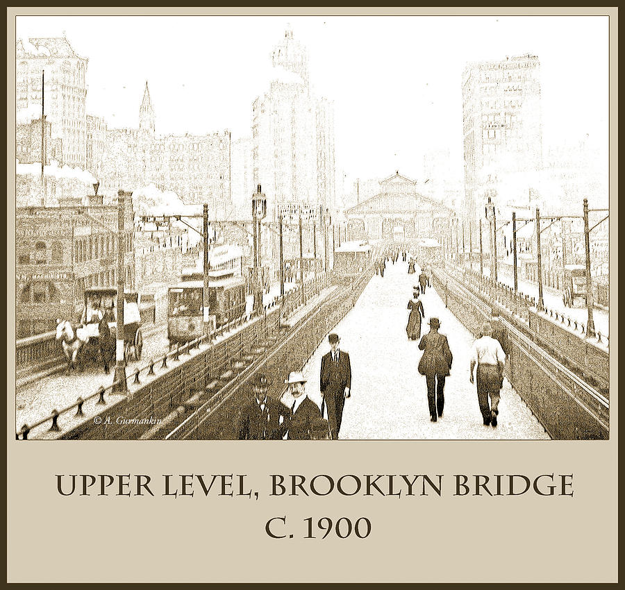 Upper Level Brooklyn Bridge c1900 #1 Photograph by A Macarthur Gurmankin