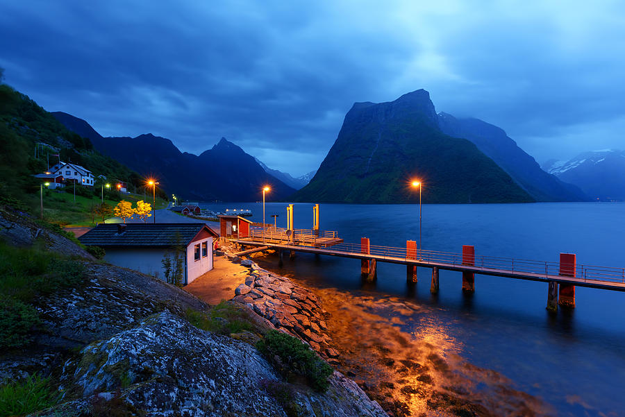 Nature Photograph - Urke Village And Hjorundfjorden Fjord #1 by Ivan Kmit