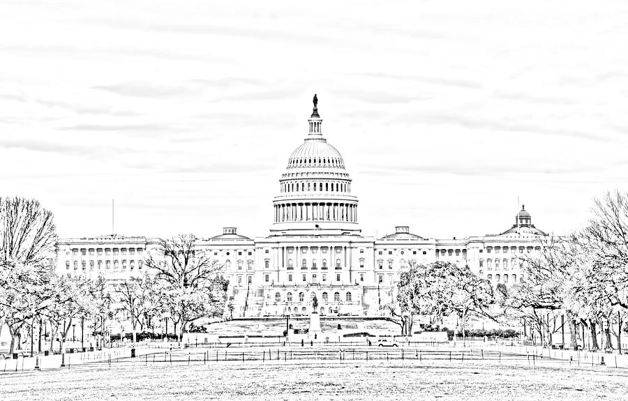 US Capitol Building Drawing Digital Art by Craig Fildes