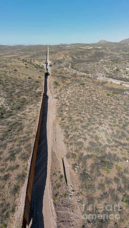 Us-mexico Border Fence In Guadalupe Canyon #1 Photograph by Jim West/science Photo Library