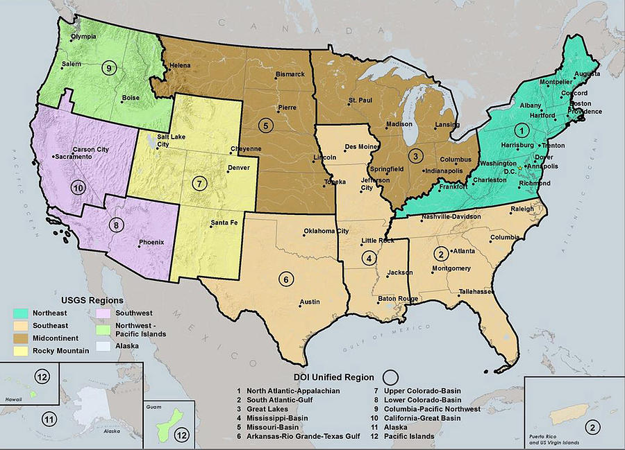 Us Regions, Map Photograph by Science Source - Fine Art America