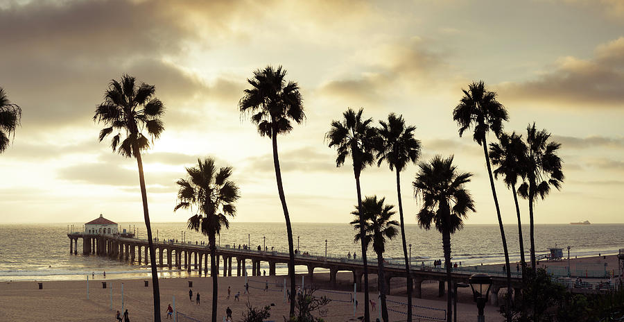 Usa, California, Los Angeles, Pacific Ocean, Manhattan Beach At Sunset #1 Digital Art by Giovanni Simeone