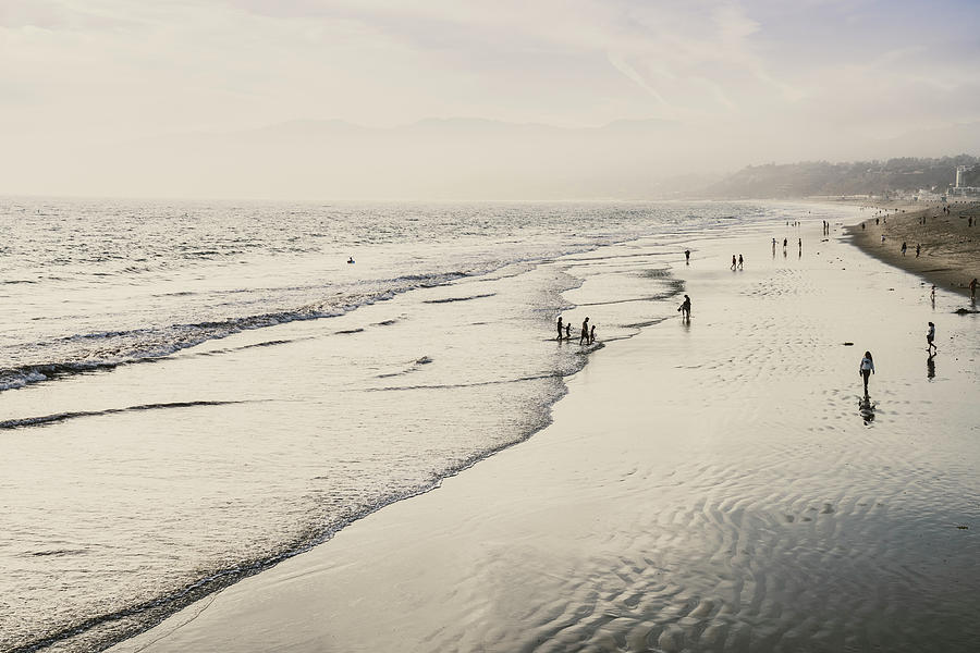 Usa, California, Los Angeles, Santa Monica, Pacific Ocean, Route 66, Santa Monica Beach On The Pacific Coast #1 Digital Art by Giovanni Simeone