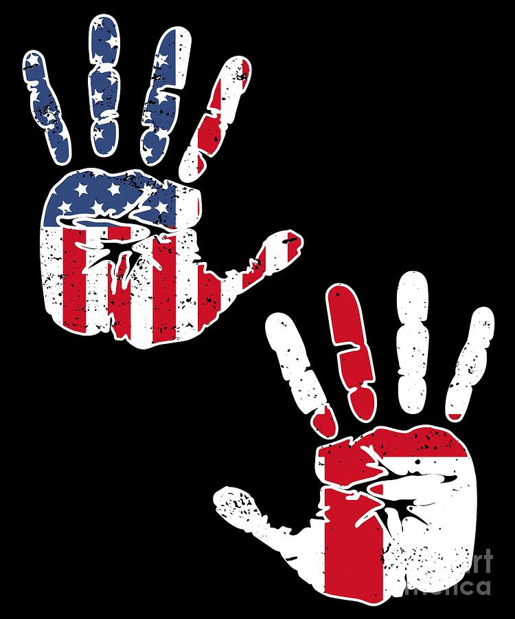 USA England Handprint Flag Proud English American Heritage Biracial American Roots Culture Descendents #2 Digital Art by Martin Hicks