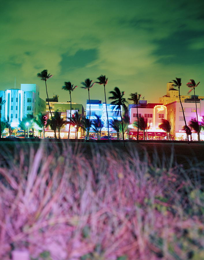 Usa, Florida, Miami, Ocean Drive, Night Photograph by Jerry Driendl Usa, Florida, Miami, Ocean Drive, Night Photograph by Jerry Driendl