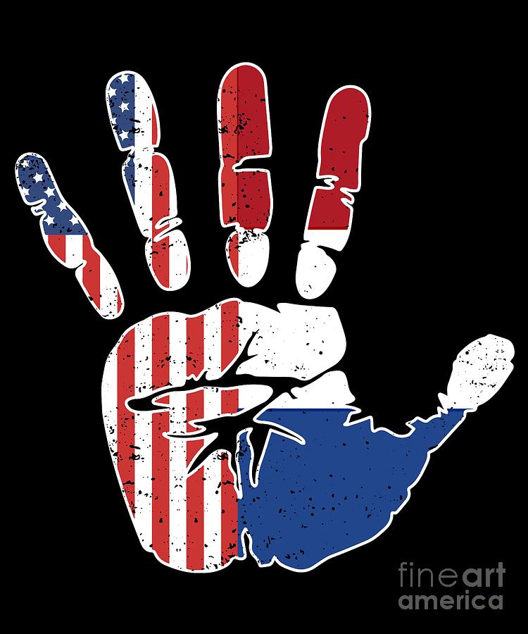 USA Holland Handprint Flag Proud Dutch American Heritage Biracial American Roots Culture Descendents #2 Digital Art by Martin Hicks