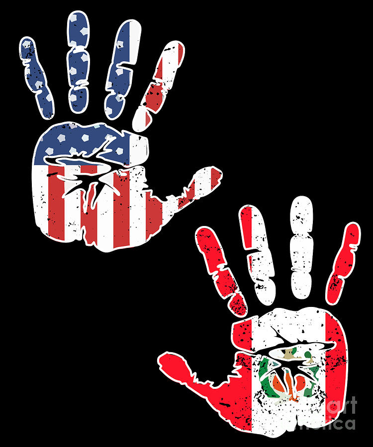 Vintage Digital Art - USA Peru Handprint Flag Proud Peruvian American Heritage Biracial American Roots Culture Descendents #2 by Martin Hicks