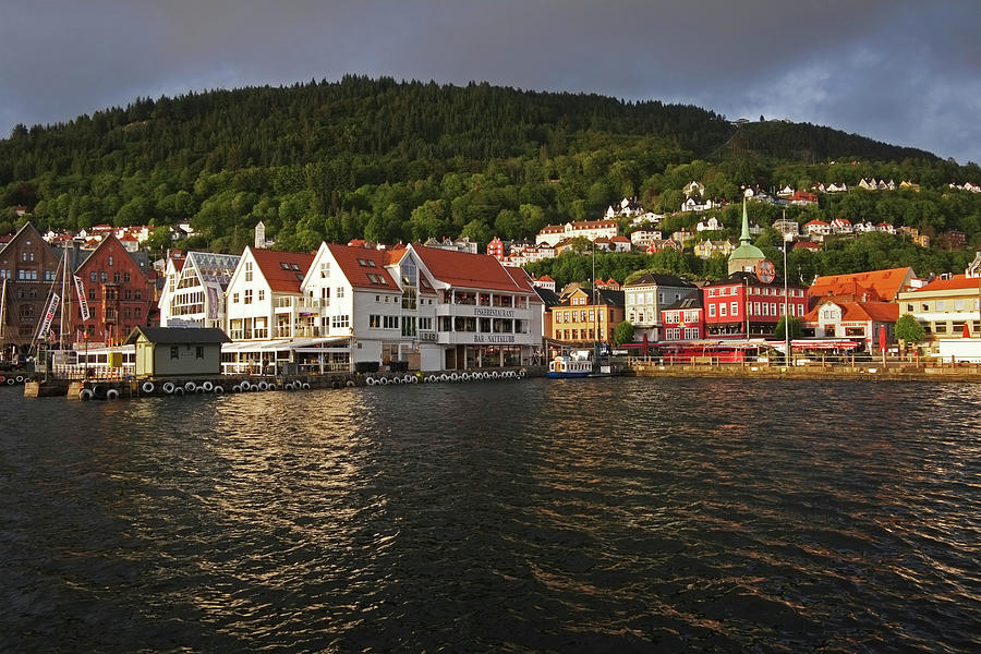 Vagen Harbor And Historical Bryggen #1 Photograph by David Epperson