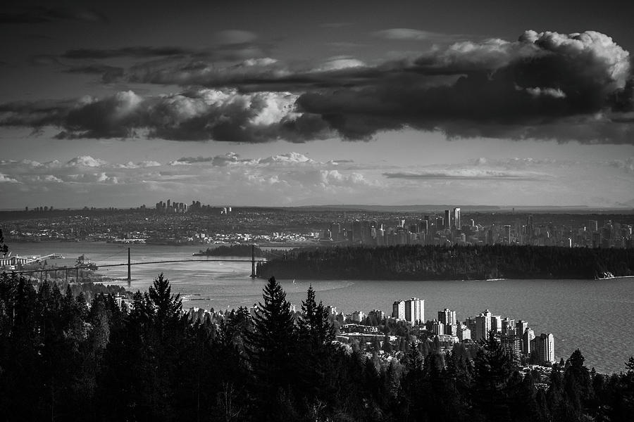 Vancouver Skyline in Black and White #1 Photograph by Monte Arnold