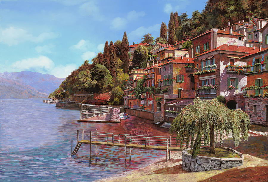 Tree Painting - Varenna On Lake Como #1 by Guido Borelli