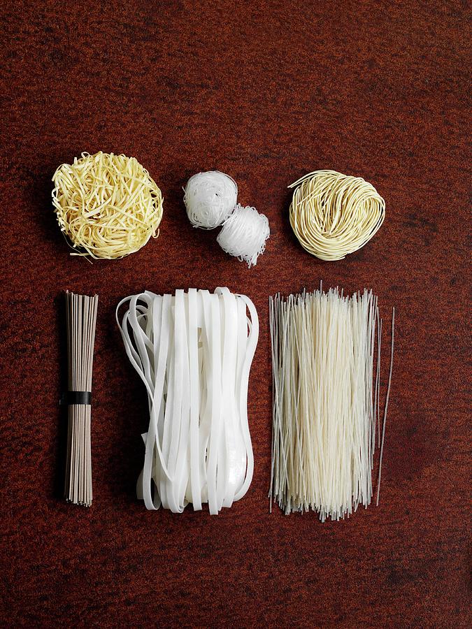 Various Types Of Noodle From Asia seen From Above #1 Photograph by Gareth Morgans