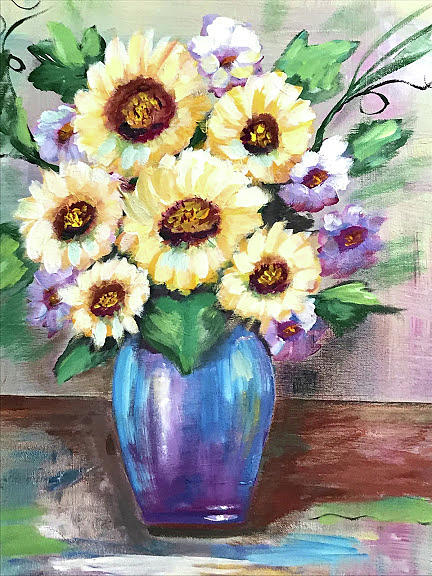 Floral Painting - Vase of flowers by Marie Lyons Floral Painting - Vase of flowers by Marie Lyons