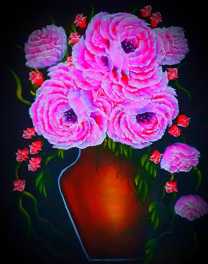 Vase Of Gorgeous Beauty Pink Glow Painting