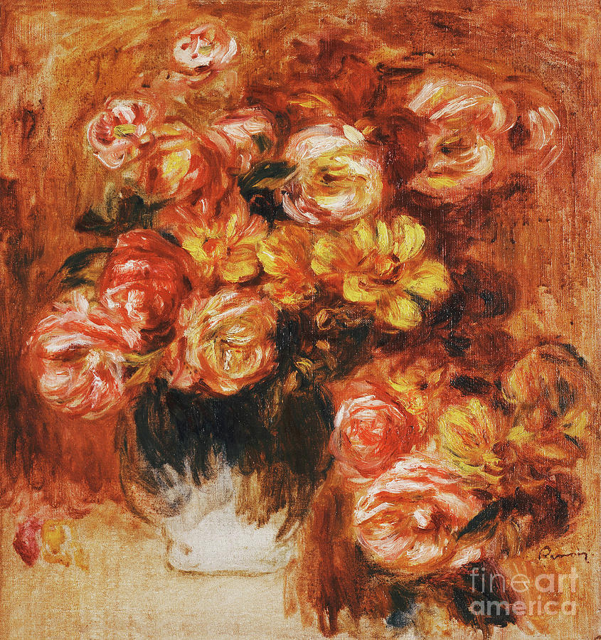 Vase Of Roses; Vase De Roses Painting by Pierre Auguste Renoir