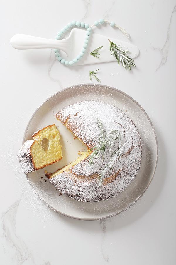 vasilopita greek New Year Cake With A Coin Hidden Inside It, With A Slice Cut Out #1 Photograph by Great Stock!