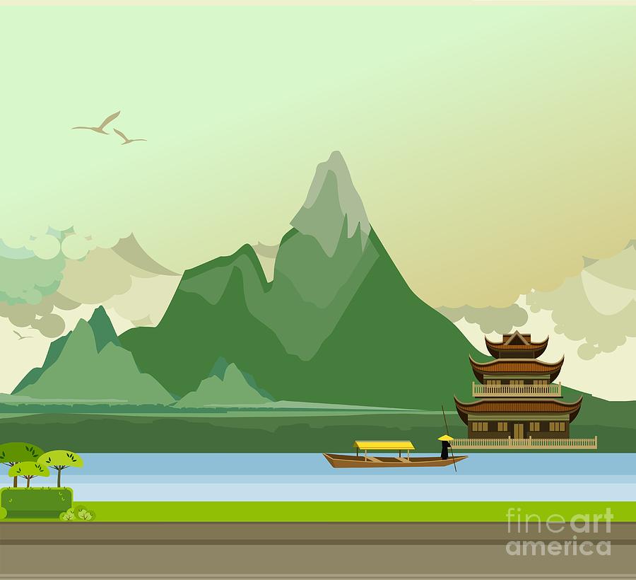 Building Digital Art - Vector Illustration Of An Old Buddhist by Marrishuanna Building Digital Art - Vector Illustration Of An Old Buddhist by Marrishuanna